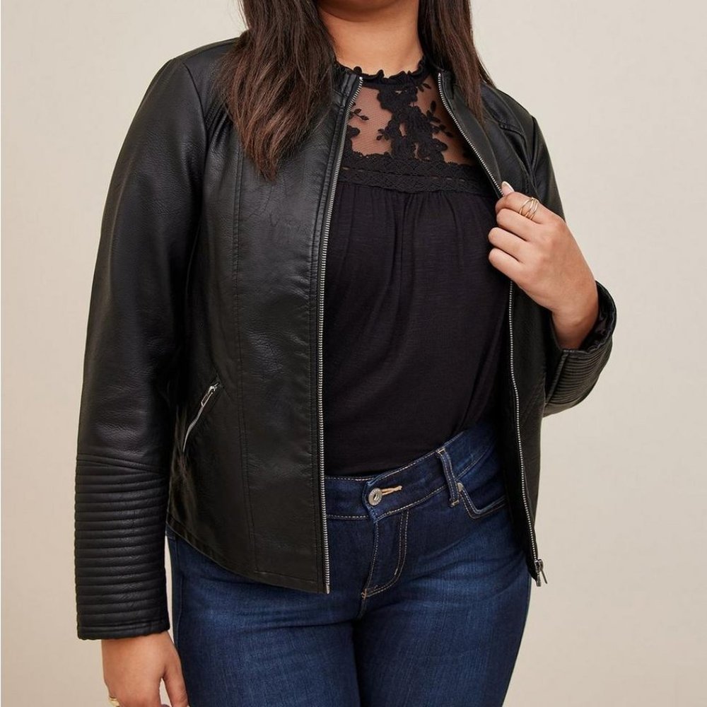 Torrid Faux Leather Collarless Moto Jacket  2X